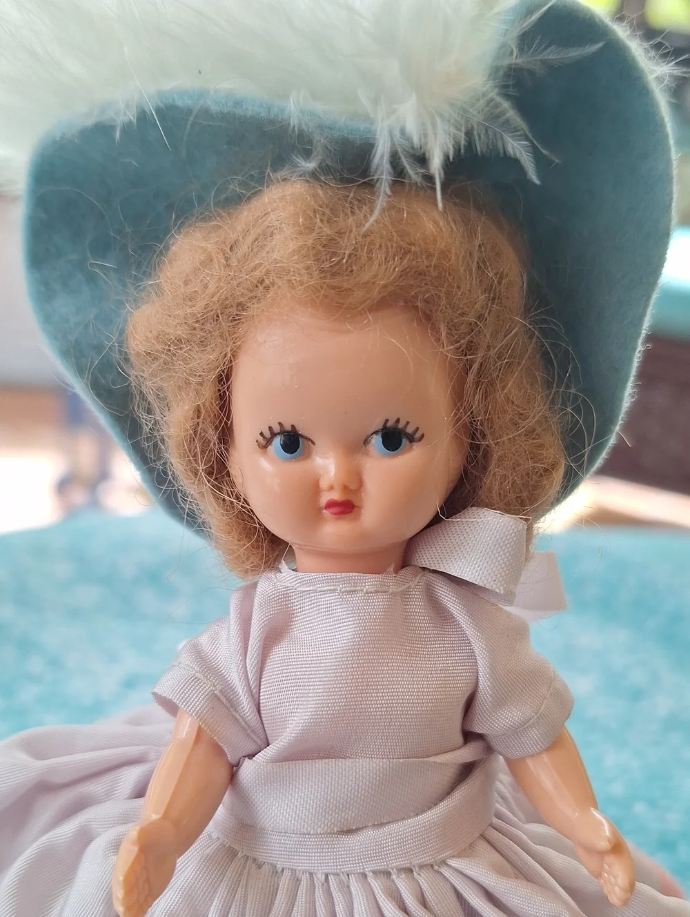 1940s Hollywood Doll with Wide Brim Feathered Hat